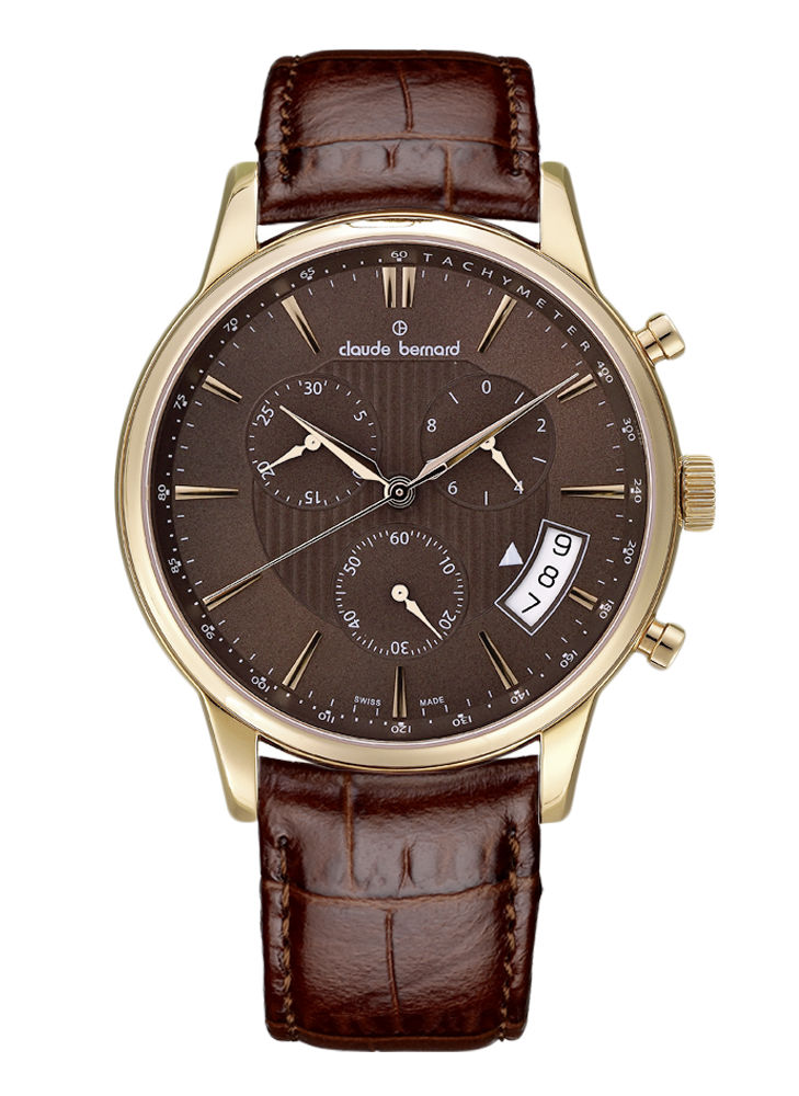 AAA 1:1 Replica Claude-Bernard-Sophisticated-Classics Mens Watches Brown Dial Quartz 42MM 01002-37R-BRIR Watch