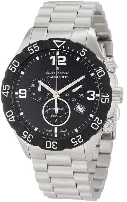 AAA 1:1 Replica Claude-Bernard-Aquarider Mens Watches Black Dial Quartz 44MM 10202-3-NIN Watch