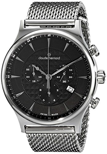 AAA 1:1 Replica Claude-Bernard Mens Watches Black Dial Quartz 42MM 10217-3M-NIN Watch
