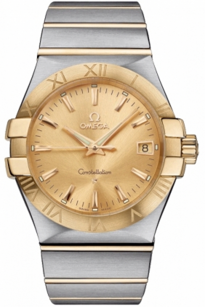 AAA 1:1 Replica Omega-Constellation-Series Mens Watches Gold Dial Quartz 35MM 123.20.35.60.08.001 Watch