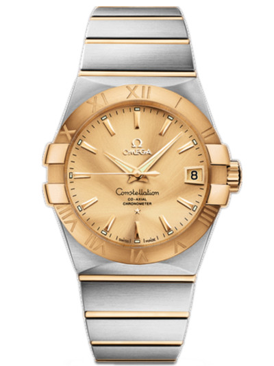 AAA 1:1 Replica Omega-Constellation-Series Mens Watches Gold Dial Automatic Self-wind 38MM 123.20.38.21.08.001 Watch