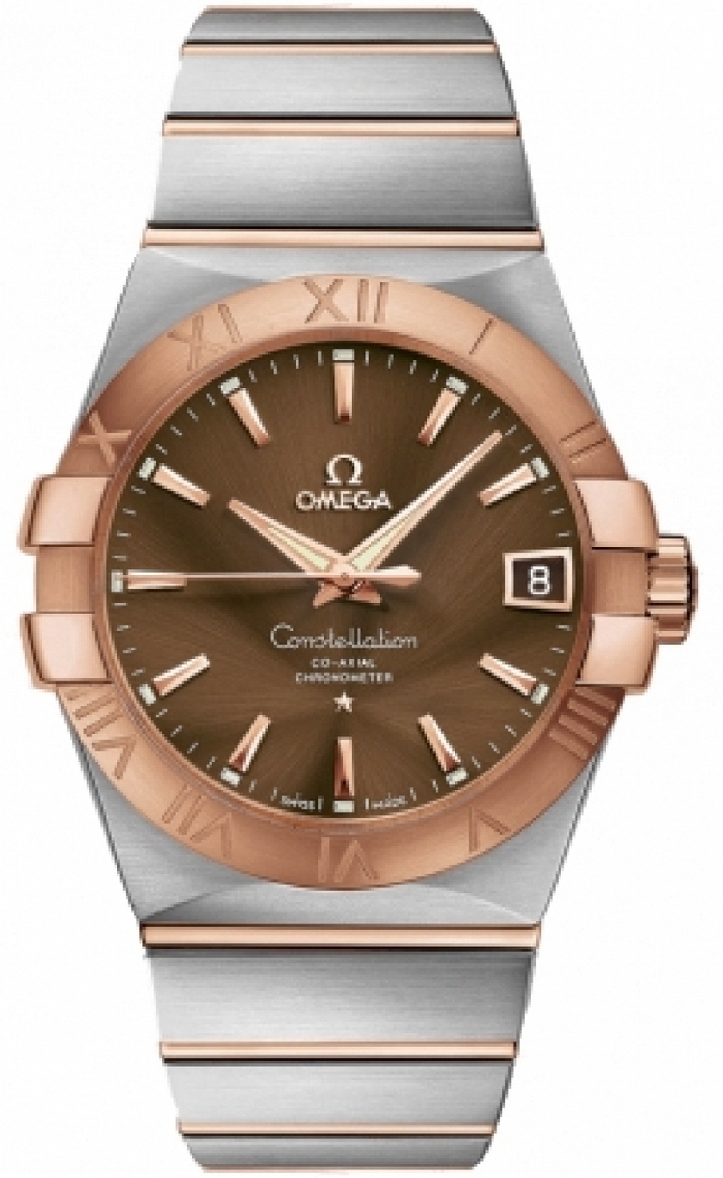 AAA 1:1 Replica Omega-Constellation-Series Mens Watches Brown Dial Automatic Self-wind 38MM 123.20.38.21.13.001 Watch
