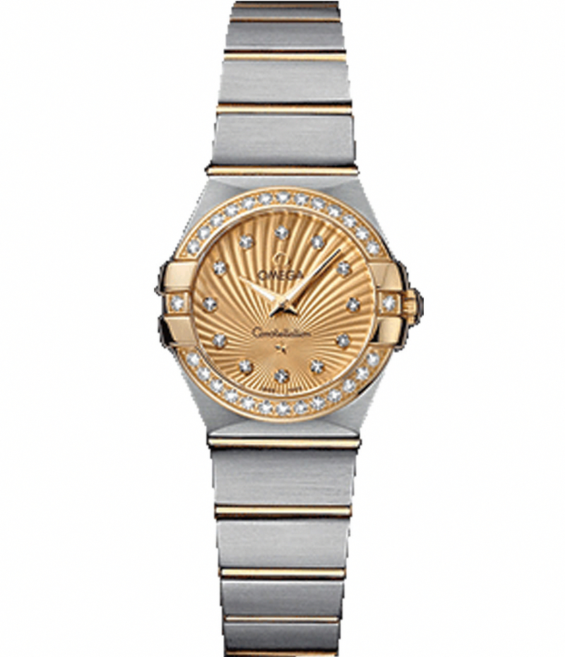 AAA 1:1 Replica Omega-Constellation-Series Ladies Watches Gold Dial Quartz 24MM 123.25.24.60.58.001 Watch