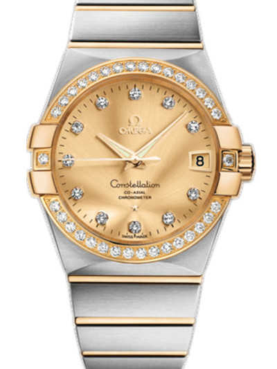 AAA 1:1 Replica Omega-Constellation-Series Mens Watches Gold Dial Automatic Self-wind 38MM 123.25.38.21.58.001 Watch