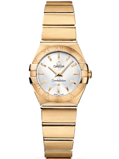 AAA 1:1 Replica Omega-Constellation-Series Ladies Watches Gold Dial Quartz 24MM 123.50.24.60.02.002 Watch