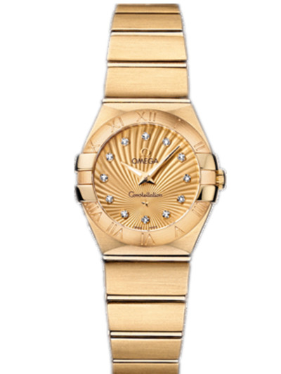 AAA 1:1 Replica Omega-Constellation-Series Ladies Watches Gold Dial Quartz 24MM 123.50.24.60.58.001 Watch