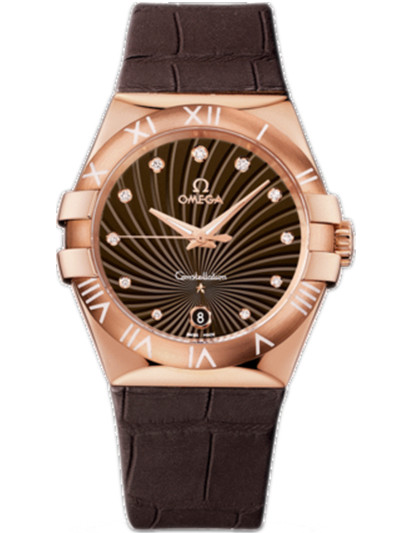 AAA 1:1 Replica Omega-Constellation-Series Ladies Watches Brown Dial Quartz 35MM 123.53.35.60.63.001 Watch