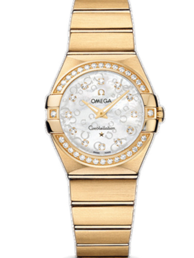 AAA 1:1 Replica Omega-Constellation-Series Ladies Watches Gold Dial Quartz 27MM 123.55.27.60.55.016 Watch