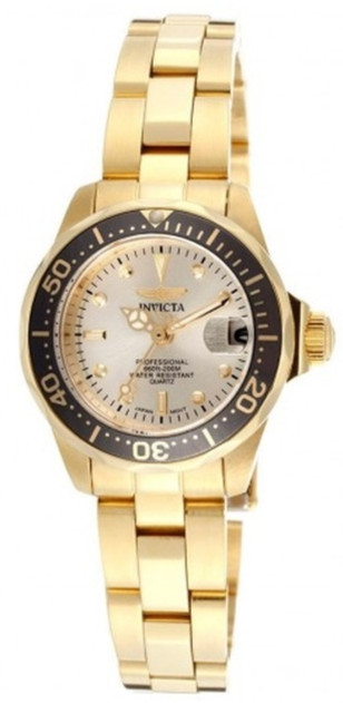 AAA 1:1 Replica Invicta-Pro-Diver Ladies Watches Gold Dial Quartz 24MM 14987 Watch