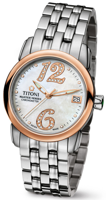 AAA 1:1 Replica Titoni-Master-Series Ladies Watches Mother Of Pearl Dial Automatic 33.5MM 23588SR-331 Watch
