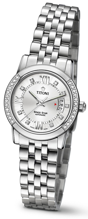 AAA 1:1 Replica Titoni-Space-Star Ladies Watches Silver Dial Automatic 27MM 23738S-DB-362 Watch
