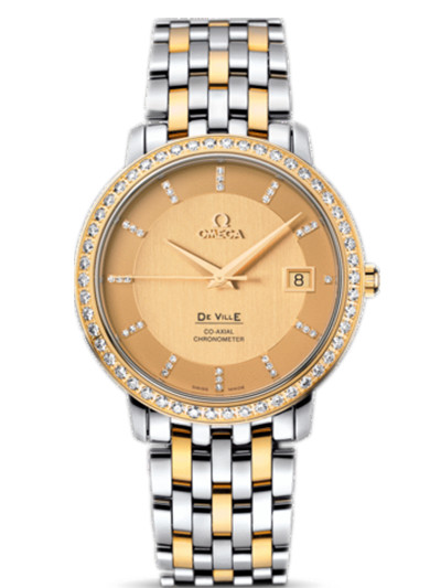 AAA 1:1 Replica Omega-De-Ville-Series Mens Watches Gold Dial Automatic Self-wind 36.5MM 413.25.37.20.58.001 Watch
