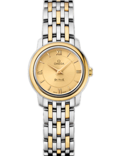 AAA 1:1 Replica Omega-De-Ville-Series Ladies Watches Gold Dial Quartz 24.4MM 424.20.24.60.08.001 Watch