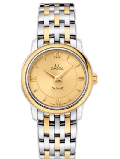 AAA 1:1 Replica Omega-De-Ville-Series Watches Gold Dial Quartz 27.4MM 424.20.27.60.08.001 Watch