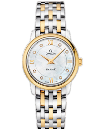 AAA 1:1 Replica Omega-De-Ville-Series Ladies Watches Mother Of Pearl Dial Quartz 27.4MM 424.20.27.60.55.001 Watch
