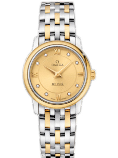 AAA 1:1 Replica Omega-De-Ville-Series Ladies Watches Gold Dial Quartz 27.4MM 424.20.27.60.58.001 Watch