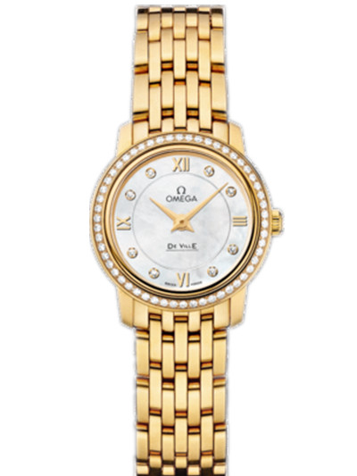 AAA 1:1 Replica Omega-De-Ville-Series Ladies Watches Mother Of Pearl Dial Quartz 24.4MM 424.55.24.60.55.001 Watch