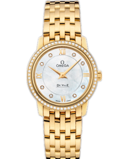 AAA 1:1 Replica Omega-De-Ville-Series Ladies Watches Mother Of Pearl Dial Quartz 27.4MM 424.55.27.60.55.001 Watch