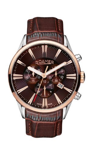 AAA 1:1 Replica Roamer-Of-Switzerland Mens Watches Brown Dial Quartz 43MM 508837-41-65-05 Watch