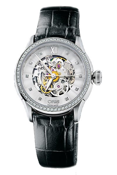 AAA 1:1 Replica Oris-Artelier-Skeleton-Diamonds Ladies Watches Skeletal Dial Automatic Self-wind 31MM 56076044919LSFC Watch
