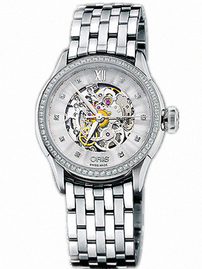 AAA 1:1 Replica Oris-Artelier-Skeleton-Diamonds Ladies Watches Skeletal Dial Automatic Self-wind 31MM 56076044919MB Watch