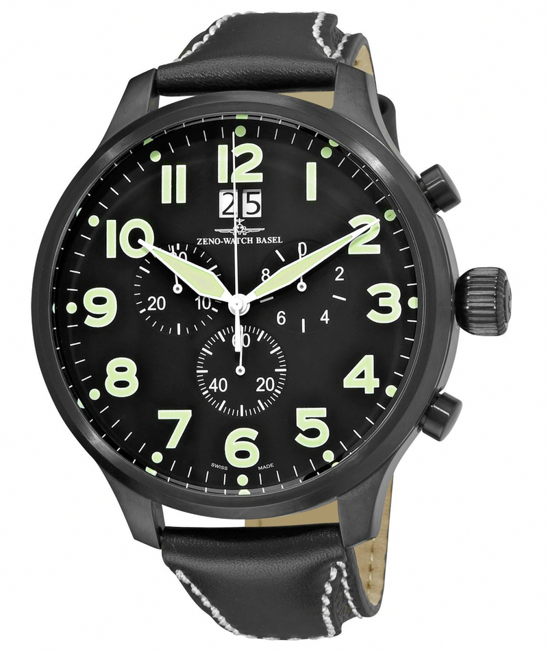 AAA 1:1 Replica Zeno Mens Watches Black Dial Quartz 55MM 6221-8040-BK-A1 Watch