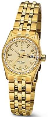 AAA 1:1 Replica Titoni-Cosmo-Queen Ladies Watches Champagne Dial Automatic ETA 2671 26.5MM 728G-DB-306 Watch