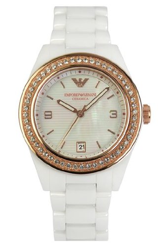 AAA 1:1 Replica Emporio-Armani-Ceramica Ladies Watches White Dial Quartz 39MM AR1472 Watch
