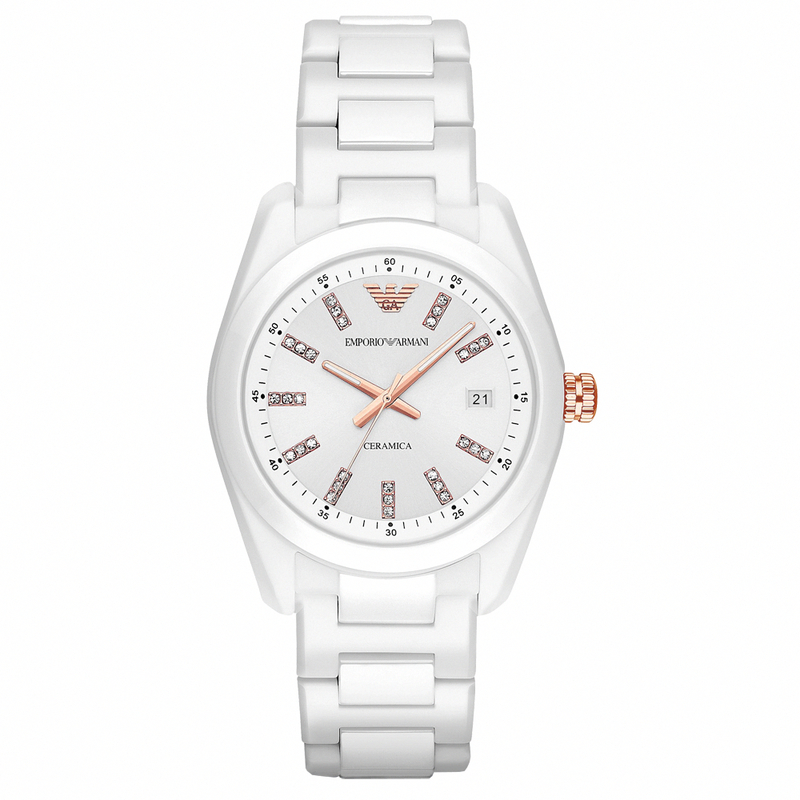 AAA 1:1 Replica Emporio-Armani-Ceramica Ladies Watches White Dial Quartz 39MM AR1495 Watch