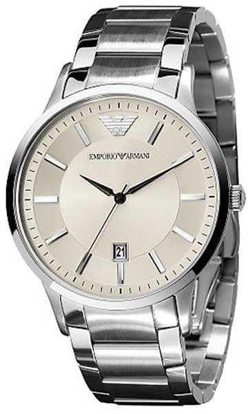 AAA 1:1 Replica Emporio-Armani-Classic Mens Watches Silver Dial Quartz 43MM AR2430 Watch