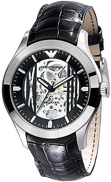 AAA 1:1 Replica Emporio-Armani-Meccanico Mens Watches Black Dial Automatic 44MM AR4648 Watch