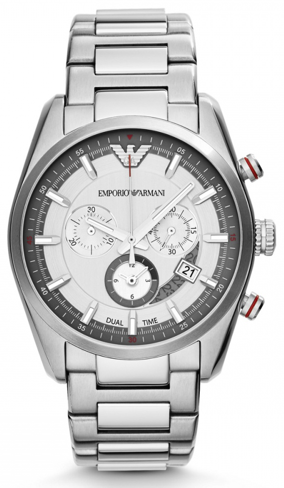 AAA 1:1 Replica Emporio-Armani-Sportivo Mens Watches Silver Dial Quartz 42.5MM AR6036 Watch