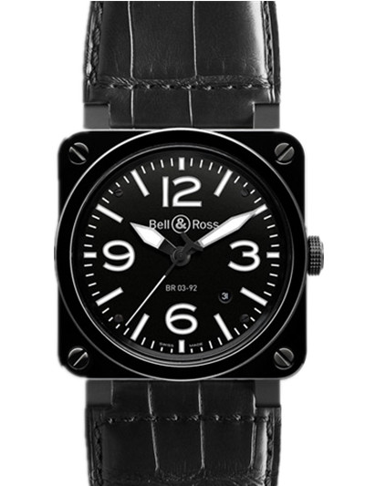 AAA 1:1 Replica Bell-Ross-Aviation Mens Watches Black Dial Automatic 42MM BR03-92-CER-BLP_SCR Watch
