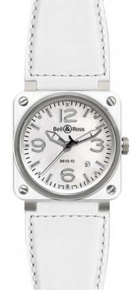 AAA 1:1 Replica Bell-Ross-Aviation Mens Watches White Dial Automatic 42MM BR03-92-WHITE-CERAMIC Watch