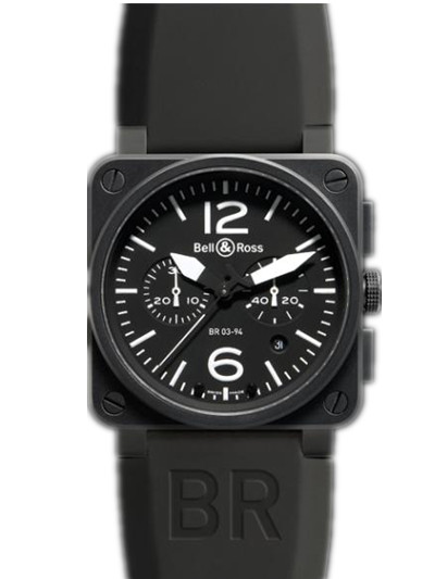 AAA 1:1 Replica Bell-Ross-Aviation Mens Watches Black Dial Automatic 42MM BR03-94-BL-CA Watch