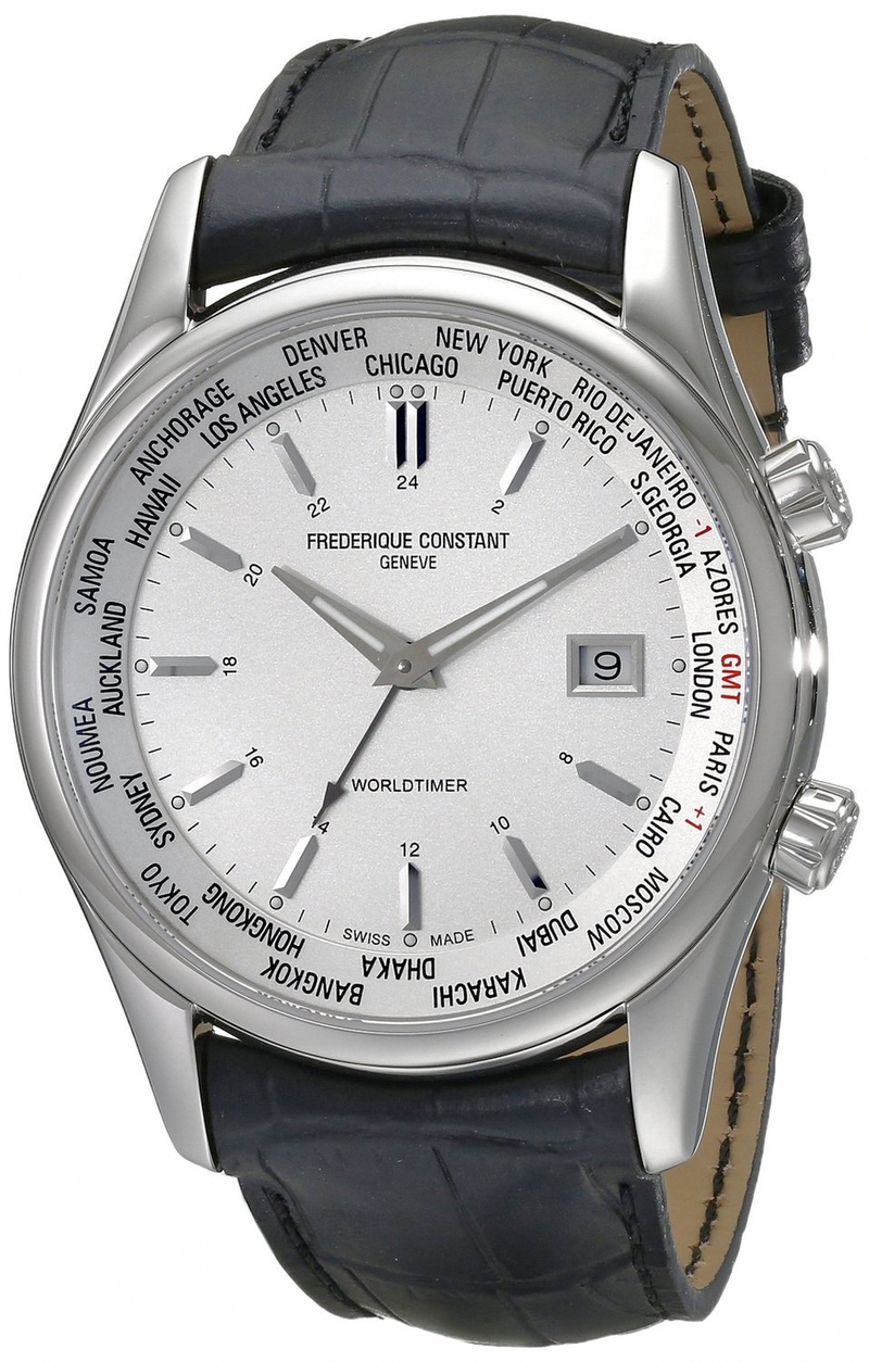 AAA 1:1 Replica Frederique-Constant-rldtimer Mens Watches Silver Dial Quartz 43MM FC-255S6B6 Watch