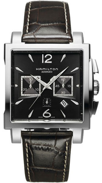 AAA 1:1 Replica Hamilton-Jazzmaster-Square-Auto-Chrono Mens Watches Black Dial Automatic Chronograph H32666535 Watch