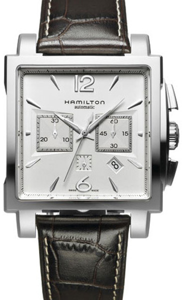 AAA 1:1 Replica Hamilton-Jazzmaster-Square-Auto-Chrono Mens Watches Silver Dial Automatic Chronograph H32666555 Watch