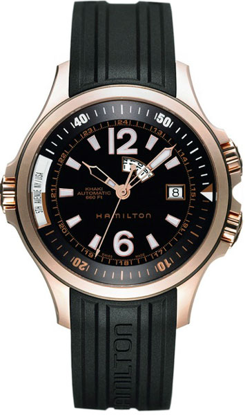 AAA 1:1 Replica Hamilton-Khaki-Navy-GMT Mens Watches Black Dial Automatic Self-wind 42MM H77545735 Watch