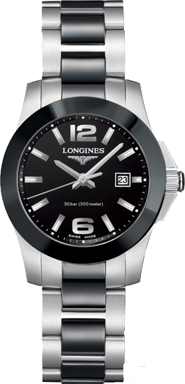 AAA 1:1 Replica Longines-Conquest Ladies Watches Black Dial Quartz 29.5MM L3.257.4.56.7 Watch
