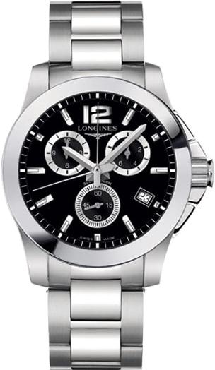 AAA 1:1 Replica Longines-Conquest Mens Watches Black Dial Quartz 41MM L3.660.4.56.6 Watch