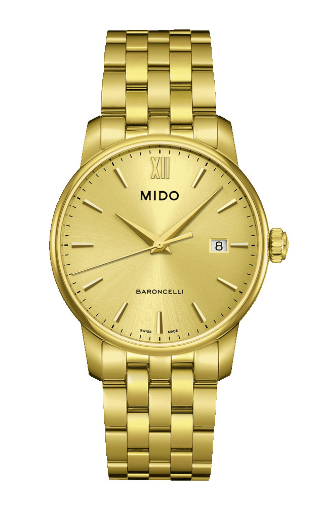AAA 1:1 Replica Mido-Baroncelli Mens Watches Gold Dial Quartz 38MM M013.410.33.021.00 Watch