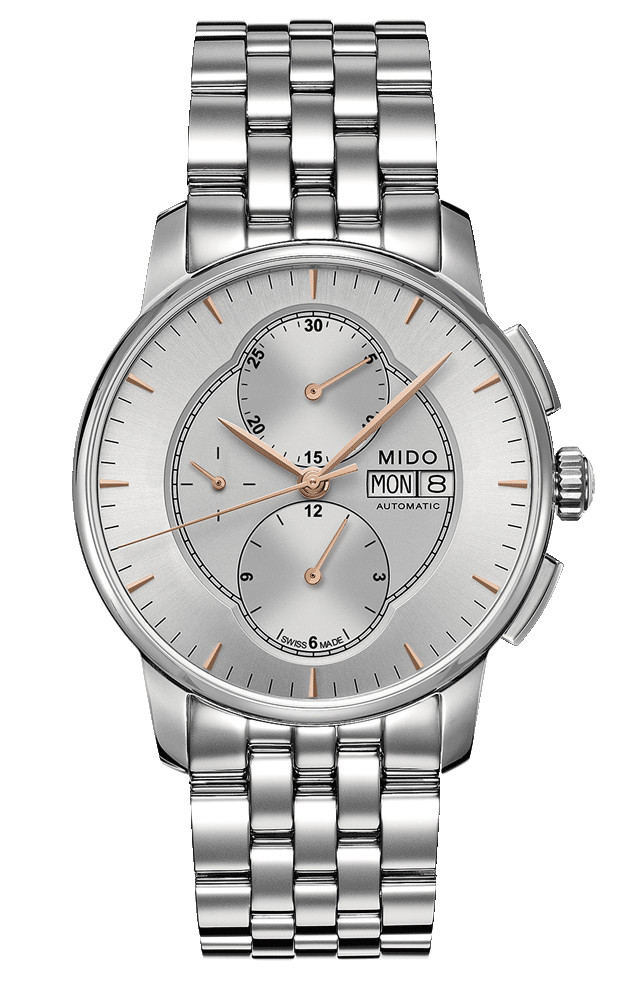 AAA 1:1 Replica Mido-Baroncelli-Chronograph Mens Watches Silver Dial Automatic 42MM M8607.4.10.1 Watch