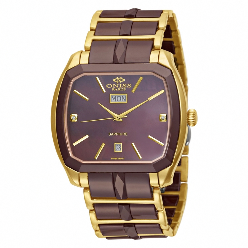 AAA 1:1 Replica Oniss Mens Watches Brown Dial Swiss Quartz 43.5MM ON605-MG4 Watch