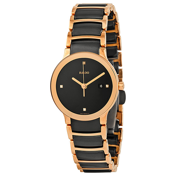 AAA 1:1 Replica Rado-Centrix Ladies Watches Black Dial Quartz 28MM R30555712 Watch