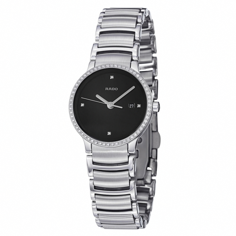 AAA 1:1 Replica Rado-Centrix Ladies Watches Black Dial Quartz 24MM R30933713 Watch