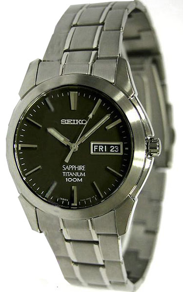 AAA 1:1 Replica Seiko-Titanium Mens Watches Black Dial Quartz SGG731P1 Watch