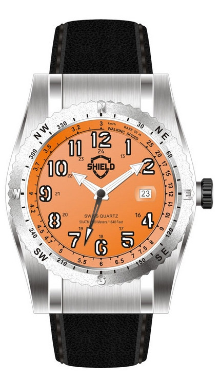 AAA 1:1 Replica Shield-Nuno Mens Watches Orange Dial Swiss Quartz 44MM SH0106 Watch