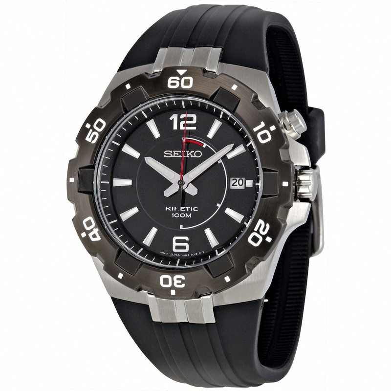 AAA 1:1 Replica Seiko-Kinetic Mens Watches Black Dial Kinetic 45MM SKA445P2 Watch