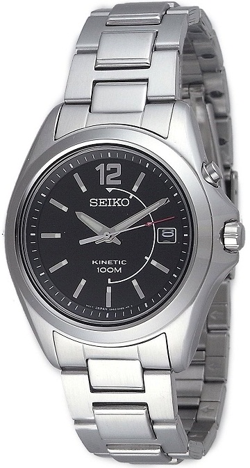 AAA 1:1 Replica Seiko-Kinetic Mens Watches Black Dial Kinetic SKA477P1 Watch